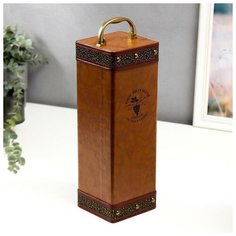 Шкатулка дерево, кожзам под бутылку "Виноделие" открывашка 34,5х11,5х12 см 5196827 Сима ленд