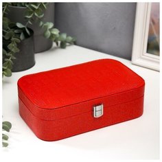 Шкатулка кожзам для украшений "Геометрия" алая 7х22,5х14,5 см 5129767 Сима ленд