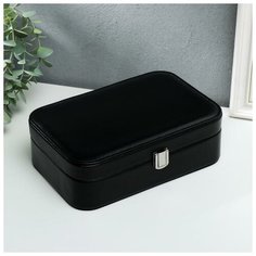 Шкатулка кожзам для украшений "Гладкость" чёрная матовая 7х14,5х22 см 5386048 Сима ленд