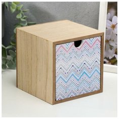 Шкатулка дерево "Индейские рисунки - зигзаг" 11,2х11,2х10 см 5177695 Сима ленд