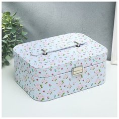 Шкатулка кожзам для украшений "Букеты цветов на нежно-голубом" 11х25,5х15,5 см 5386055 Сима ленд