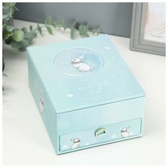 Шкатулка кожзам для украшений "Созвездия" зелёная, шейкер 8,5х18х14 см 4768225 Сима ленд