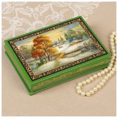 Шкатулка «Туман», зелёная, 11×16 см, лаковая миниатюра 3579615 Сима ленд