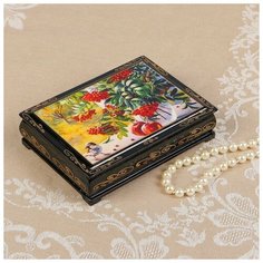 Шкатулка «Рябина на окне», 10×14 см, лаковая миниатюра 2566813 Сима ленд