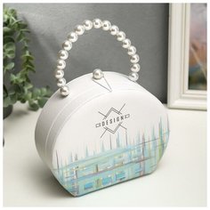 Шкатулка кожзам для украшений сумочка "Цветные линии" 15х18,5х7 см 5095267 Сима ленд