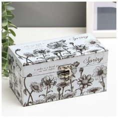 Шкатулка дерево кожзам "Весна. Цветы" 8х8х16 см 4825539 Сима ленд