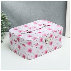 Шкатулка кожзам для украшений "Цветы на нежно-розовом" 11х25,5х15,5 см 5386056 Сима ленд