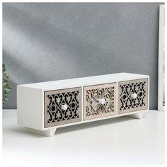 Шкатулка дерево комод 3 ящика "Ажур" 12х40х9,5 см 5454179 Сима ленд