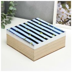 Шкатулка дерево "Полоски и золотые сердечки" 7,8х18,5х18 см 5177691 Сима ленд