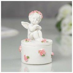 Шкатулка "Ангел в венке из роз" 7х4х4 см 162033 Сима ленд