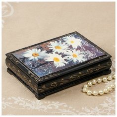 Шкатулка «Герберы», 10×14 см, лаковая миниатюра 2566817 Сима ленд