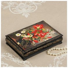 Шкатулка «Лилии в вазе», 11×16 см, лаковая миниатюра 2664000 Сима ленд