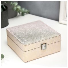 Шкатулка кожзам для украшений "Белые точки на золоте" 7х15х15 см 5129780 Сима ленд