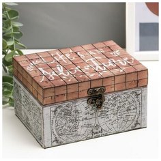 Шкатулка дерево кожзам "Жизнь - это приключение" 9х12х16 см 4825542 Сима ленд