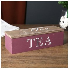 Шкатулка дерево с делениями "Чашка чая и жизнь лучше" 7х8,5х24 см 4773933 Сима ленд