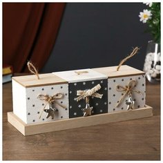 Шкатулка дерево 3 ящика "Звёздочки" 10х11х29 см 4768292 Сима ленд