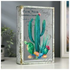 Шкатулка-книга дерево кожзам "Кактусы" зеркало 26х17,5х5 см 4785033 Сима ленд