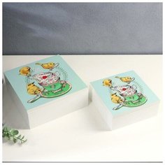 Шкатулка дерево "Чайная вечеринка" набор 2 шт 6,5х16х16 8,2х20,5х20,5 см 3740504 Сима ленд