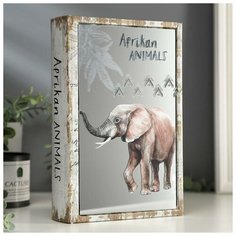 Шкатулка-книга дерево кожзам "Животные Африки" зеркало 26х17,5х5 см 4785032 Сима ленд