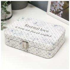 Шкатулка кожзам для украшений "Цветочная с блёстками" 5,6х14,7х21 см 5046028 Сима ленд