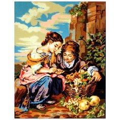 Канва жесткая с рисунком Девушки с корзиной винограда 60 х 75 см 10.504 Gobelin L, Diamant