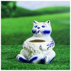 Фигурное кашпо "Котик", 1л 2331380 Керамика ручной работы