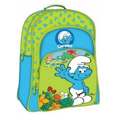 15259 Рюкзак "смурфики" зелено-голубой облегченный EVA Росмэн