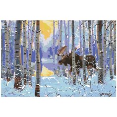 Морозное утро Раскраска по номерам на холсте Живопись по номерам