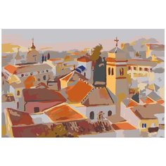 Оранжевый закат Раскраска картина по номерам на холсте