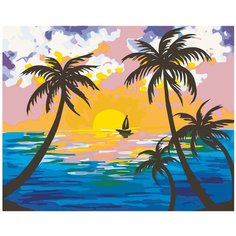 Парус на закате Раскраска по номерам на холсте Живопись по номерам