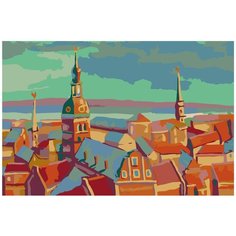 Закат в городе Раскраска картина по номерам на холсте