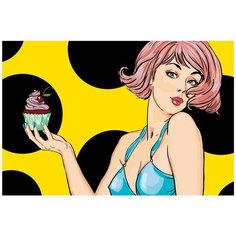 Кекс с вишенкой Раскраска по номерам на холсте Живопись по номерам