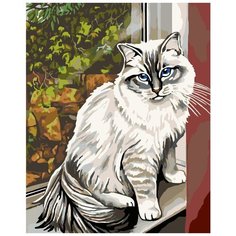 Кошка на крылечке Раскраска картина по номерам на холсте