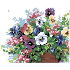 Анютины глазки Раскраска картина по номерам на холсте