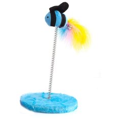 Игрушка для кошек Рыбка на пружине "Чистый котик" синий , искус.мех, дерево, пластик