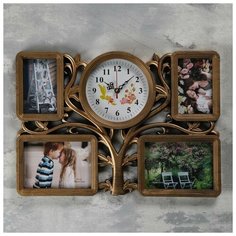Часы настенные, серия: Фото, "Семейное дерево", плавный ход, d=18 см, 1АА 33х48см 5205094 Сима ленд