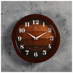 Часы настенные круглые"Паркет", коричневый обод, 23х23 см Рубин 2643194
