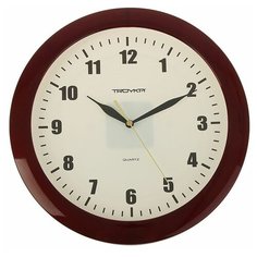 Часы настенные круглые "Классика", бордовый обод, 29х29 см 1180129 Тройка