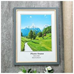 Фоторамка пластик 30х40 см "Серая с обрамлением из дерева" 44х34х1 см 4780947 Сима ленд