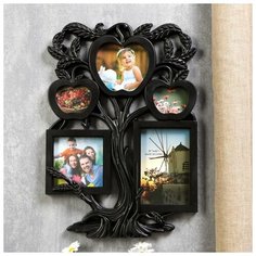 Фоторамка пластик на 5 фото 5,5х7, 9,5х11, 10х15, 10х10 см "Яблоня" черная 39,5х27,5х2 см 1194156 Сима ленд