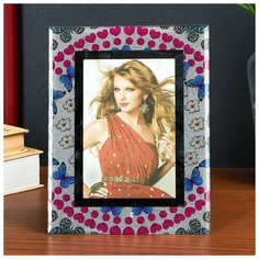 Фоторамка стекло 10х15 см "Калейдоскоп из бабочек" блеск 22х17 см 4780815 Сима ленд