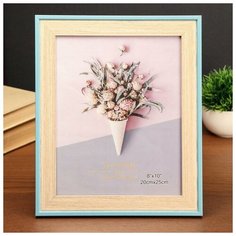 Фоторамка пластик 20х25 см "Белённый дуб с голубой каймой" 29,6х24,6х1,2 см 4780957 Сима ленд