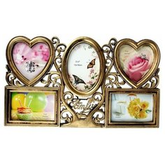 Фоторамка пластик на 5 фото 10х15 см, 13х13 см, 16х11 см "Семейное древо" бронза 48,5х28 см 1353301 Сима ленд