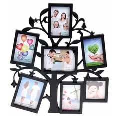 Фоторамка на 7 фото 7х7 см, 7х10 см, 8х10 см "Дерево желаний" чёрная 36х31 см 1146190 Сима ленд