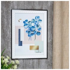 Фоторамка пластик формат А4 "Белые 3D ромбы с чёрной полосой" 33,5х24,8х1,3 см 4441994 Сима ленд