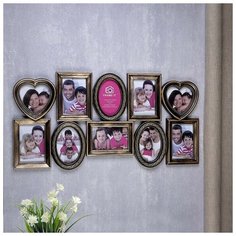 Фоторамка пластик на 10 фото 10х15 см 12х12см "Бронзовый век" 71,5х37 см 1020862 Сима ленд