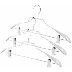 Набор вешалок метал., 3 шт., с расшир. плечиками, клипсами, с противоск. покрытием, 43*22.5*3.5 см, цвет белый, WHITE Valiant