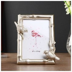 Фоторамка полистоун 10х15 см "Птички и бамбук" 18х13,5 см 4470319 Сима ленд