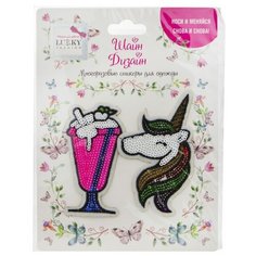 Многоразовые стикеры для одежды Lukky Fashion, Шайн Дизайн, 2 шт, (коктейль, единорог) (Т19707)