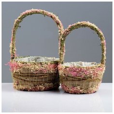 Набор корзин «Нежность», 2 шт, 20×12/32 см, 15×11/27 см, сухоцветы 4485822 Сима ленд